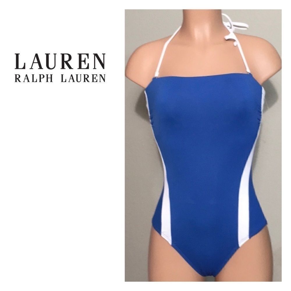 Blue and white swimsuit. New